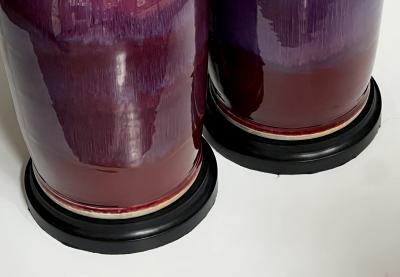 Imposing Pair of Chinese Oxblood Glazed Porcelain Lamps