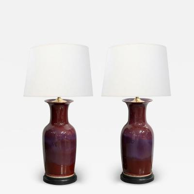 Imposing Pair of Chinese Oxblood Glazed Porcelain Lamps