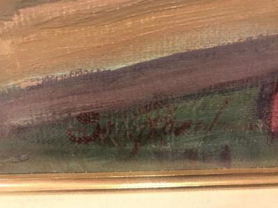 Impressionist Decorative Water Color in a Fine Gilt Frame Signed