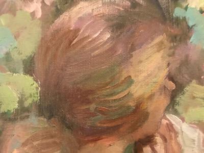 Impressionist Decorative Water Color in a Fine Gilt Frame Signed