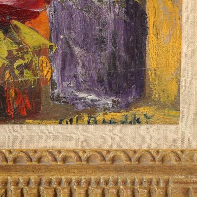 Impressionist Oil on Canvas Still Life of Flowers in Vases