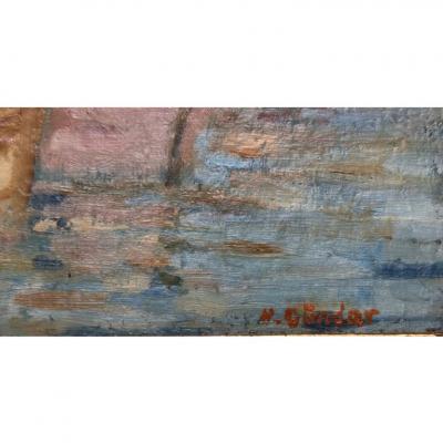 Impressionist Seascape Oil Painting W Boats by D ndar