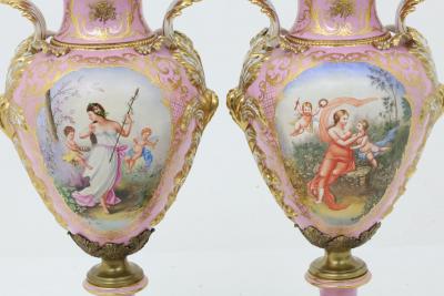 Impressive 19th Century French S vres Style Ormolu Mounted Porcelain Covered Urn