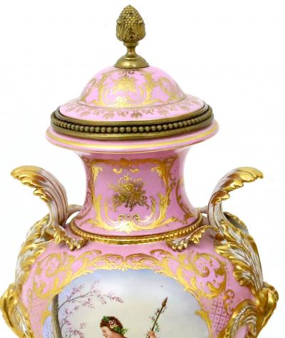 Impressive 19th Century French S vres Style Ormolu Mounted Porcelain Covered Urn
