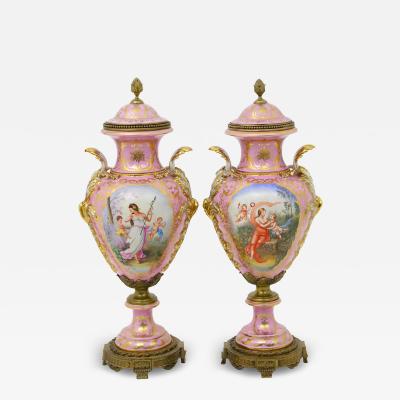 Impressive 19th Century French S vres Style Ormolu Mounted Porcelain Covered Urn