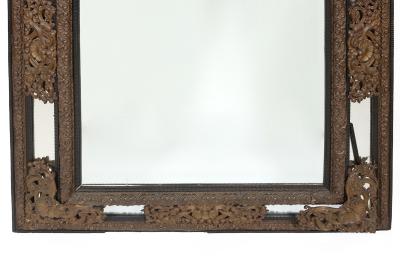 Impressive Baroque Style Brass Embossed Beveled Wall Mirror