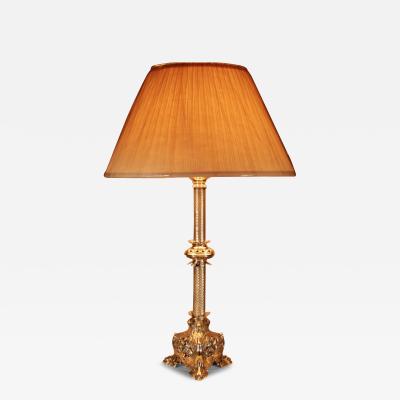 An Antique Gothic Brass Table Lamp 