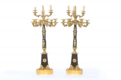 Impressive French Gilt Bronze Torchieres Candelabras