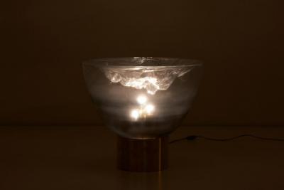 Impressive Huge Pair of Murano Glass and Brass Table Lamps