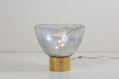 Impressive Huge Pair of Murano Glass and Brass Table Lamps