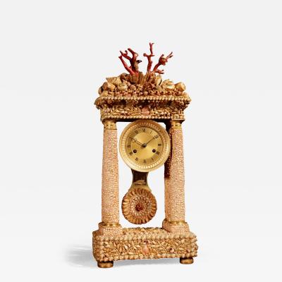 Impressive Italian Grotto Style Portico Clock Italian French Circa 1830