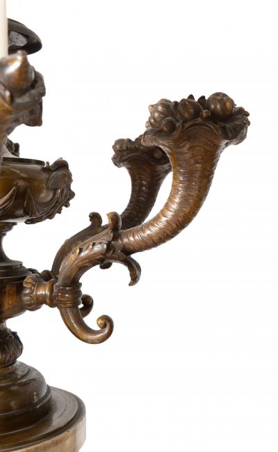 Impressive Pair Of E F Caldwell Marble And Bronze Floor Torchere