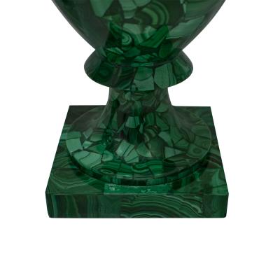 Impressive Pair of Artisan Neoclassical Malachite Urns 20th Century