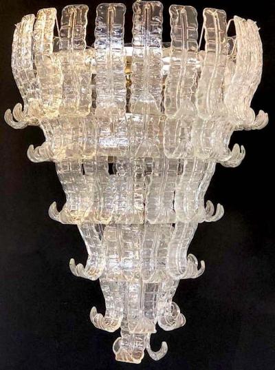 Impressive Pair of Felci Murano Glass Chandelier Italy 1980s