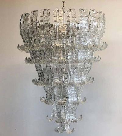 Impressive Pair of Felci Murano Glass Chandelier Italy 1980s
