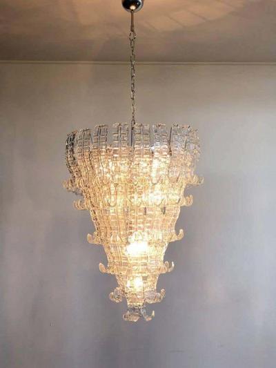 Impressive Pair of Felci Murano Glass Chandelier Italy 1980s