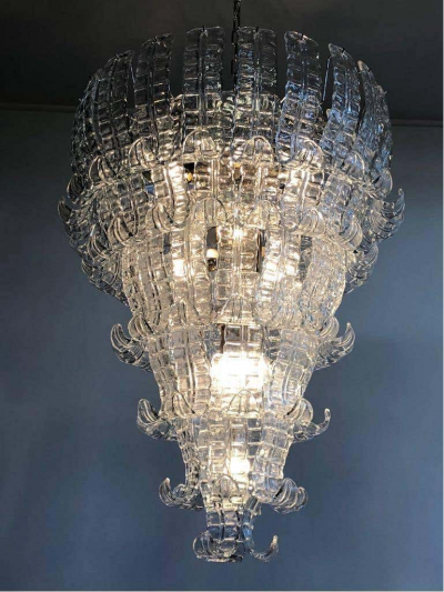Impressive Pair of Felci Murano Glass Chandelier Italy 1980s