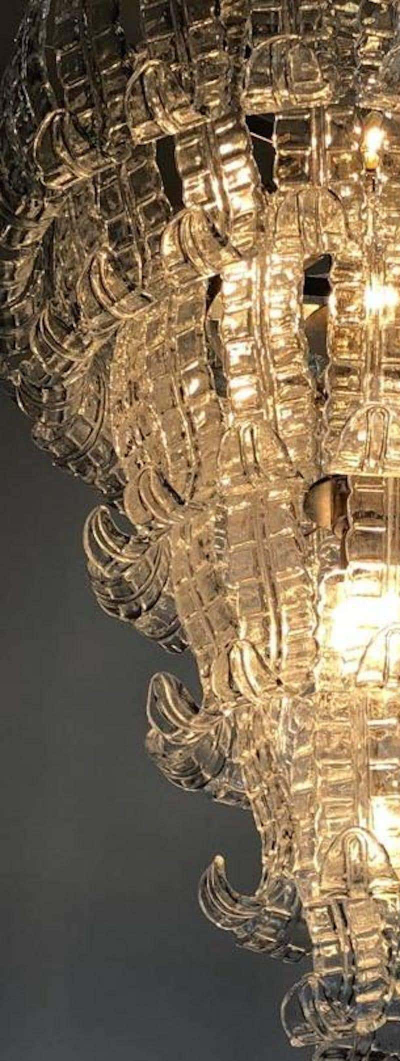 Impressive Pair of Felci Murano Glass Chandelier Italy 1980s