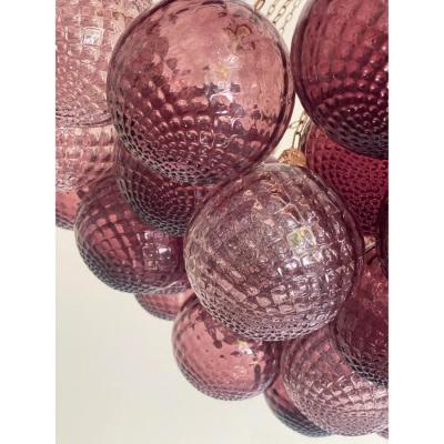 Impressive Scenographic Ametista and Pink ballotton Spheres Murano Flush Mount