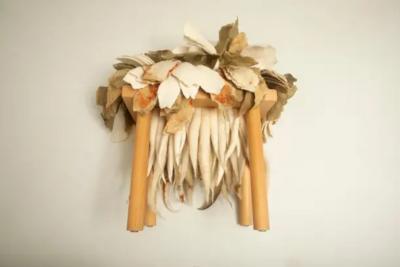 In s Schertel Florada Stool in Wool and Wood by In s Schertel Brazil 2021