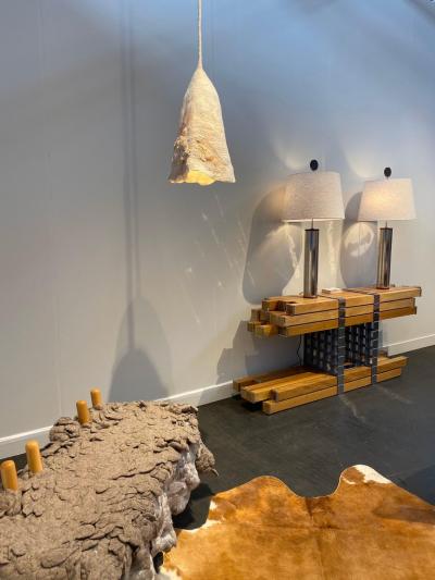 In s Schertel Untitled 2019 Silk and Felted Wool Hanging Lamp by In s Schertel Brasil