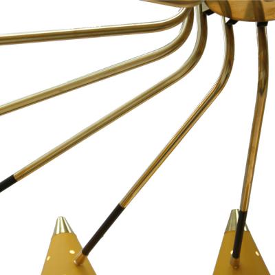In the style Mid Century Modern Italian Yellow Metal and Brass Pendant Lamp