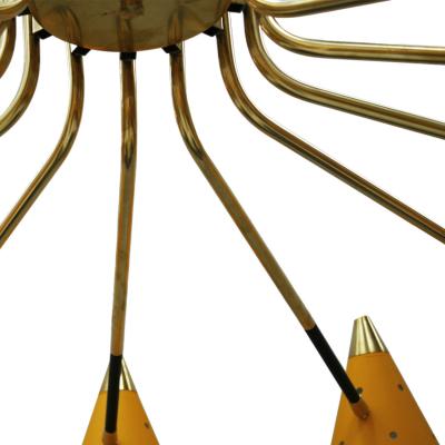 In the style Mid Century Modern Italian Yellow Metal and Brass Pendant Lamp