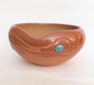 Incised red bowl by Dora Tse Pe