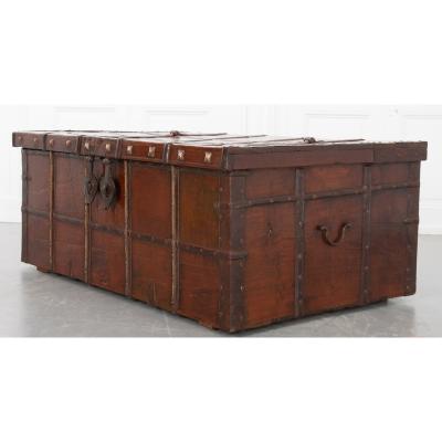 Indian 19th Century Teak and Iron Bound Trunk