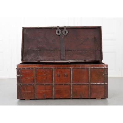 Indian 19th Century Teak and Iron Bound Trunk