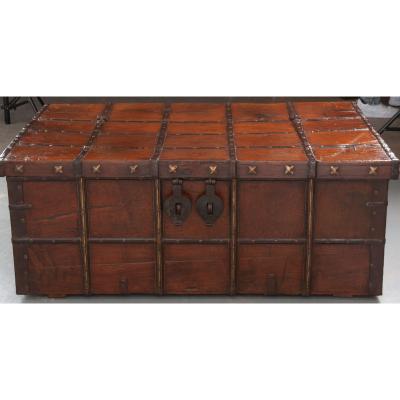 Indian 19th Century Teak and Iron Bound Trunk
