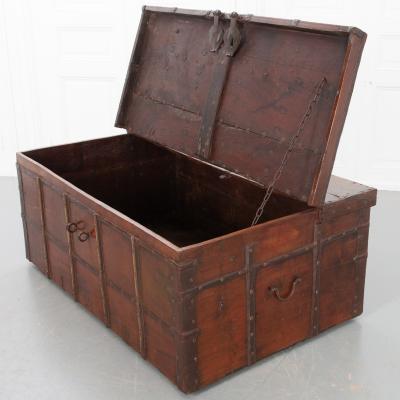 Indian 19th Century Teak and Iron Bound Trunk