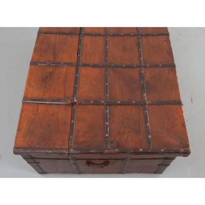 Indian 19th Century Teak and Iron Bound Trunk