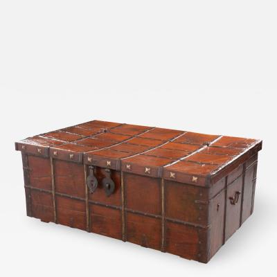 Indian 19th Century Teak and Iron Bound Trunk