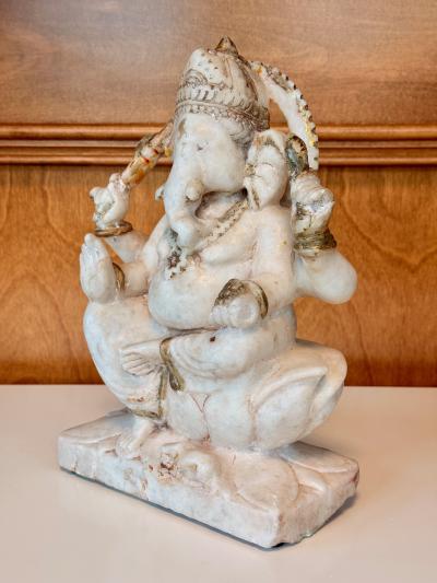 Indian Antique Carved Marble Ganesh Statue