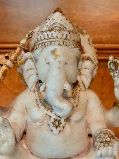 Indian Antique Carved Marble Ganesh Statue