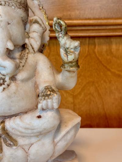 Indian Antique Carved Marble Ganesh Statue