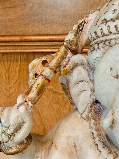 Indian Antique Carved Marble Ganesh Statue