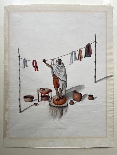 Indian Company School Gouache Paintings on Paper Professions Set of 2 C 1810