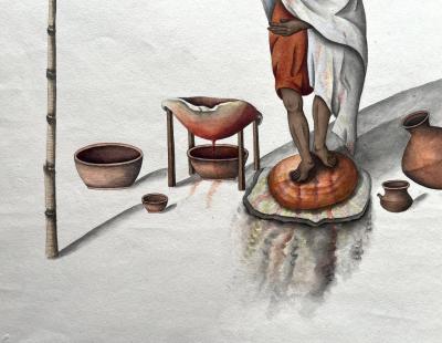 Indian Company School Gouache Paintings on Paper Professions Set of 2 C 1810
