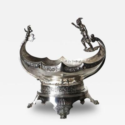 Indian Figural Silver Plated Fruit Bowl Circa 1880s