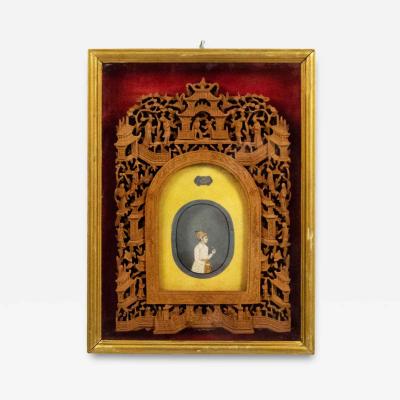 Indian Filigree Wall Plaque with Framed Miniature Painting