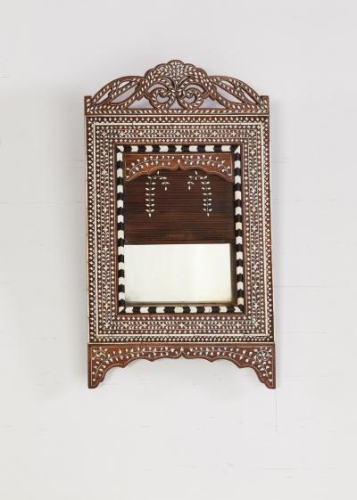 Indian Inlaid Mirror with Tambour Door