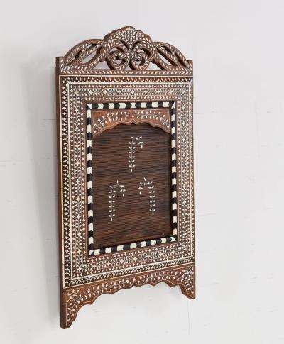 Indian Inlaid Mirror with Tambour Door