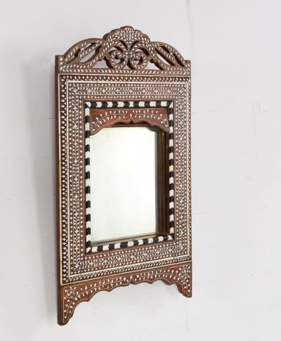 Indian Inlaid Mirror with Tambour Door