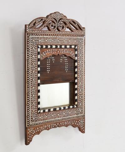 Indian Inlaid Mirror with Tambour Door
