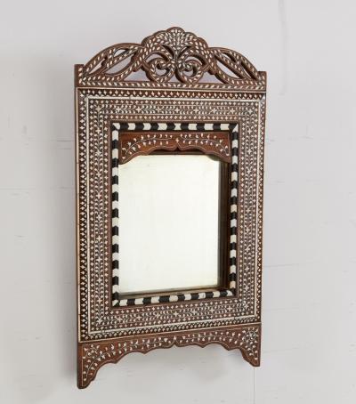 Indian Inlaid Mirror with Tambour Door