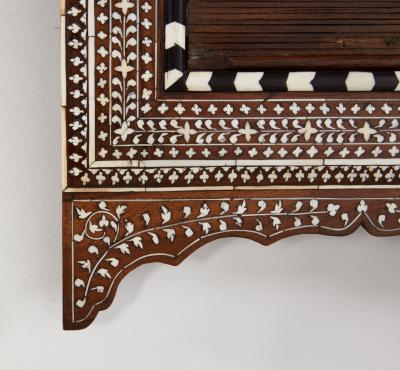 Indian Inlaid Mirror with Tambour Door