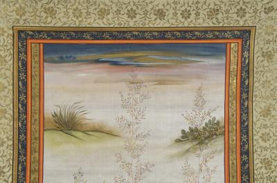 Indian Painting of Lady with Falcon on Silk 