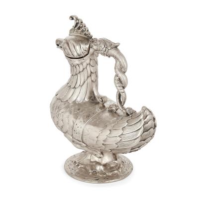 Indian silver mythological bird form jug